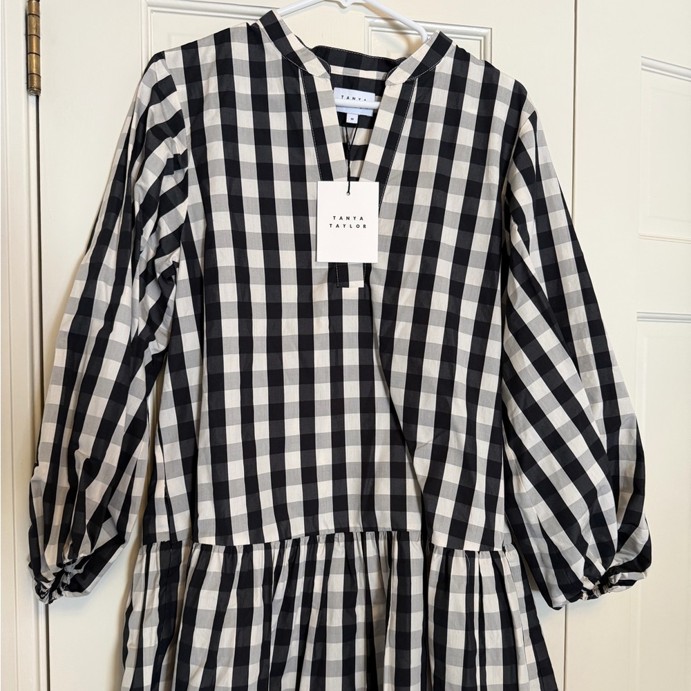 Tanya Taylor Black and White Checkered Dress